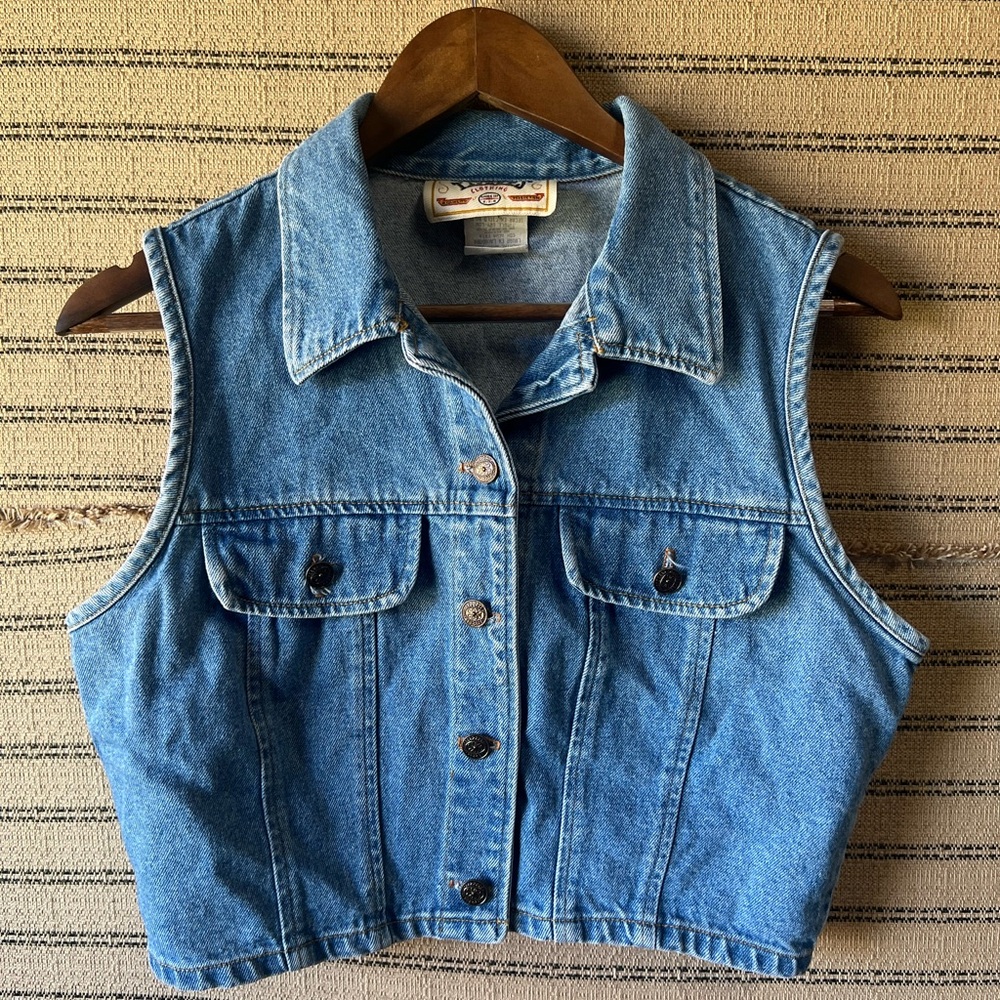 90s Style Tickets Denim Sleeveless Crop Vest